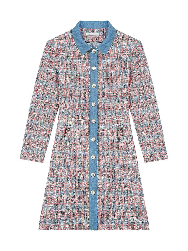 Renise Chambray Tweed Dress - joinleora