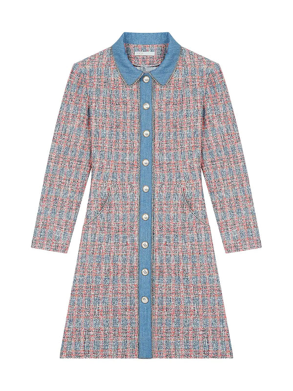 Renise Chambray Tweed Dress - joinleora