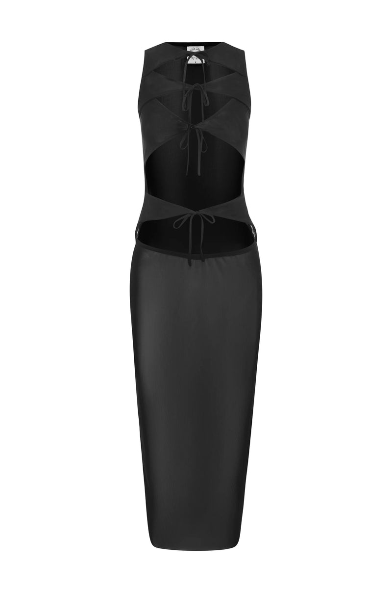 With Jean -Paloma Midi Dress | Black Mesh