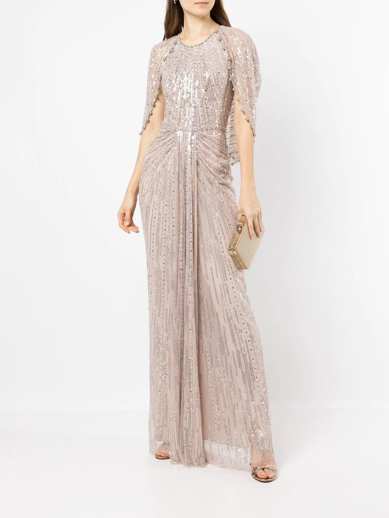 Jenny Packham -Beaded-Sequin Embellished Gown