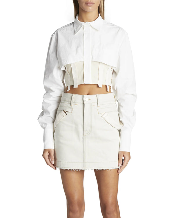 Jacquemus -Cinta Deconstructed Open-Back Crop Shirt