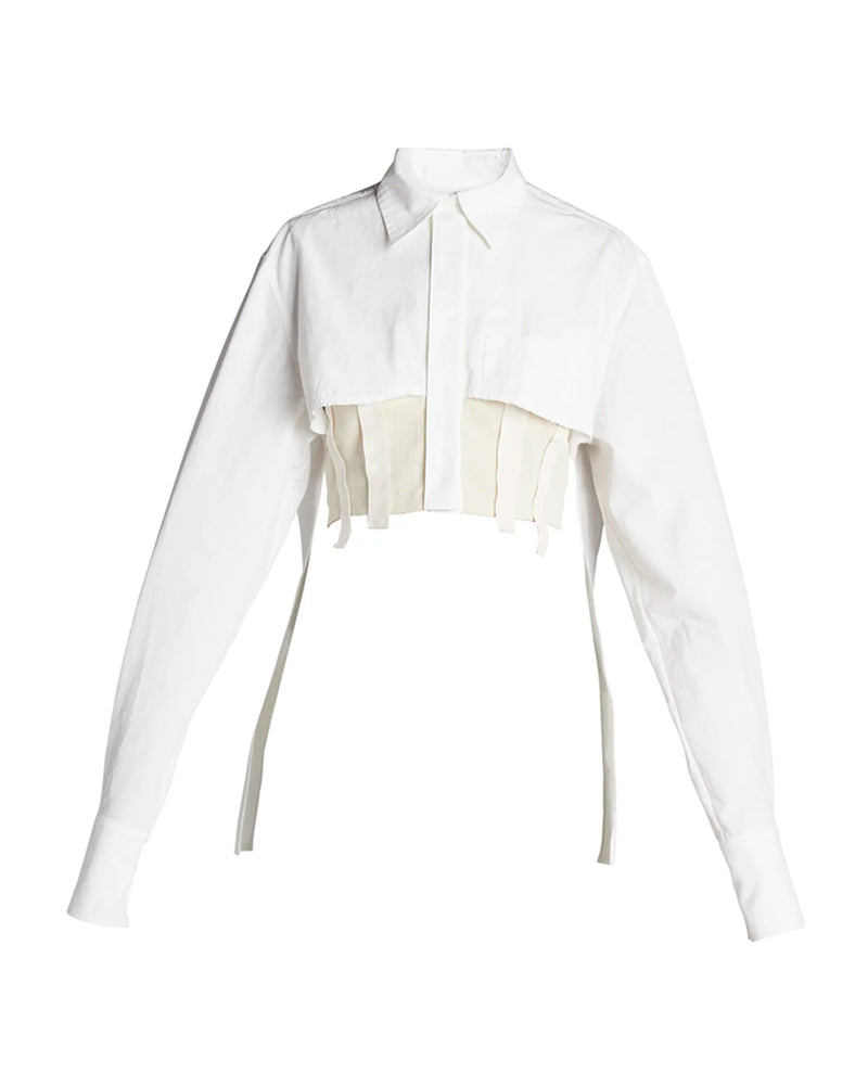 Jacquemus -Cinta Deconstructed Open-Back Crop Shirt