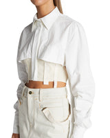 Jacquemus -Cinta Deconstructed Open-Back Crop Shirt