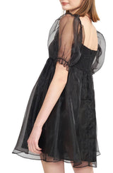 En Saison -Farrah Organza Babydoll Mini Dress in Black