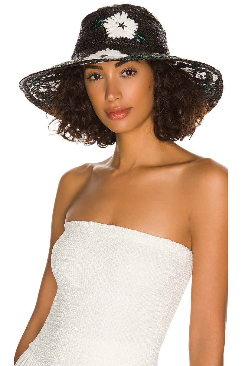 Black and White Fleur Visor - joinleora