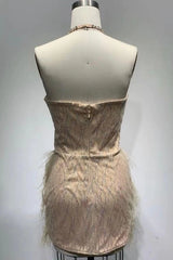 Jessica Bara -CRYSTAL FEATHER MINI DRESS