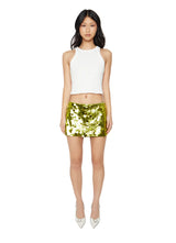 Danielle Guizio -Low Rise Paillete Skirt in Ivy