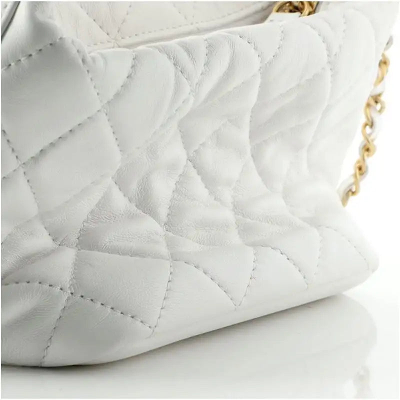 Chanel Perfect Meeting Hobo Quilted Lambskin Small White 21372135