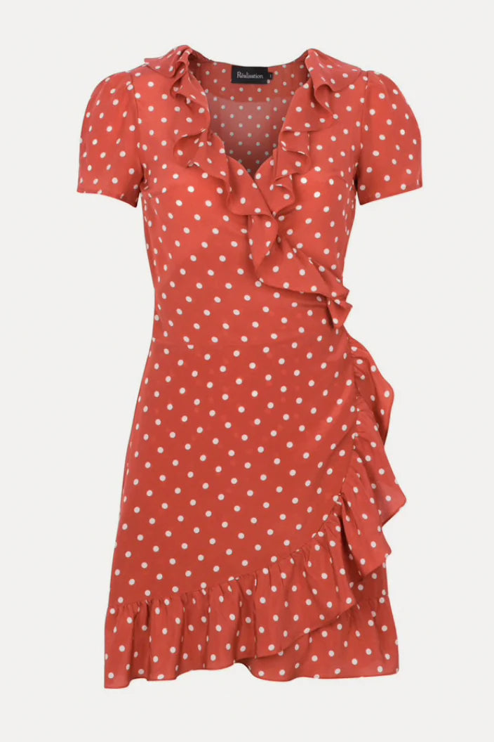 Realisation Par -Valentina Polka Dot Rust Mini Dress