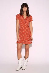 Realisation Par -Valentina Polka Dot Rust Mini Dress