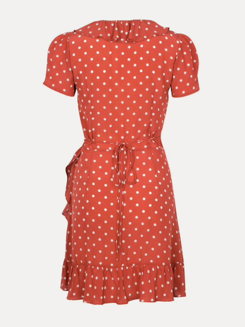 Realisation Par -Valentina Polka Dot Rust Mini Dress